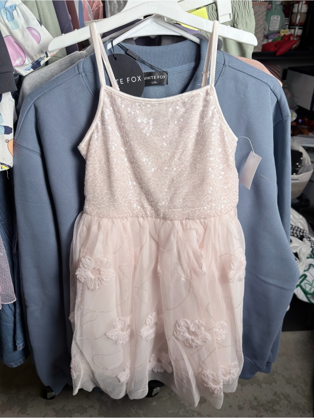 Zenzi Light Pink Sequin & Tulle Flower Dress for Kids Small NWT